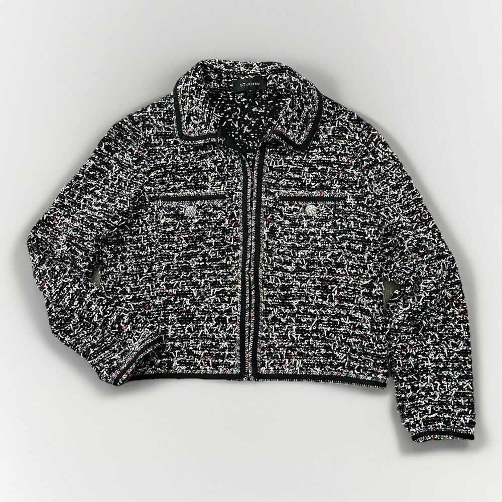 St John Tweed Jacket Multicolor Textured Knit
